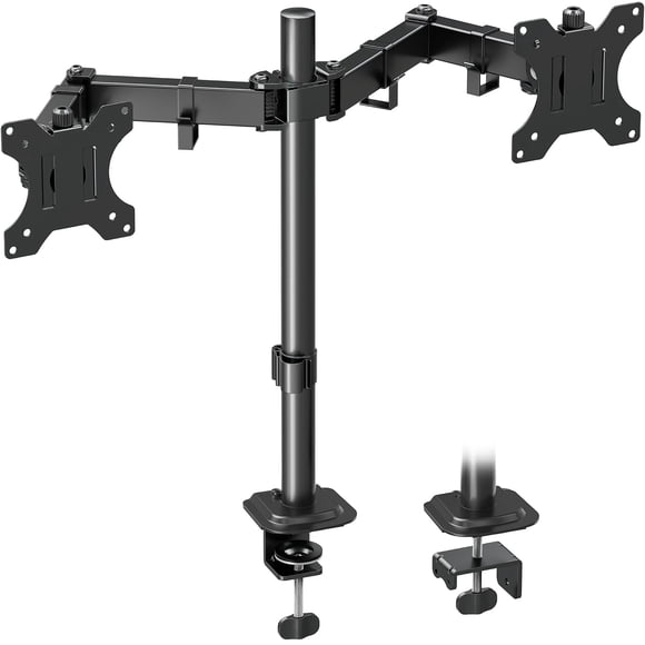 MOUNTUP Dual Monitor Desk Mount, Max 32 Inch up to 17.6lbs, Fully Adjustable Dual Monitor Arm for 2 LCD Screens, Double Monitor Stand with C-Clamp an