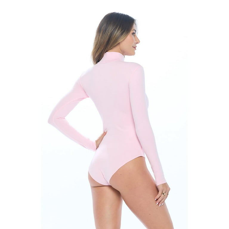 M&M SCRUBS Long Sleeve Turtle Neck Body Suit-Breathable Cotton Stretch  Leotard(Pink, XX-Large) 