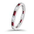 thumbnail image 7 of Full Eternity Baguette Wedding Band Ring Ruby CZ 925 Sterling Silver Size 5, 7 of 7