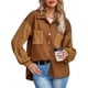 thumbnail image 1 of Chaqueta polar para mujer Caramel S con botones en la parte delantera, mangas de punto trenzado y bolsillo en el pecho, estilo abullonado largo, 1 of 6