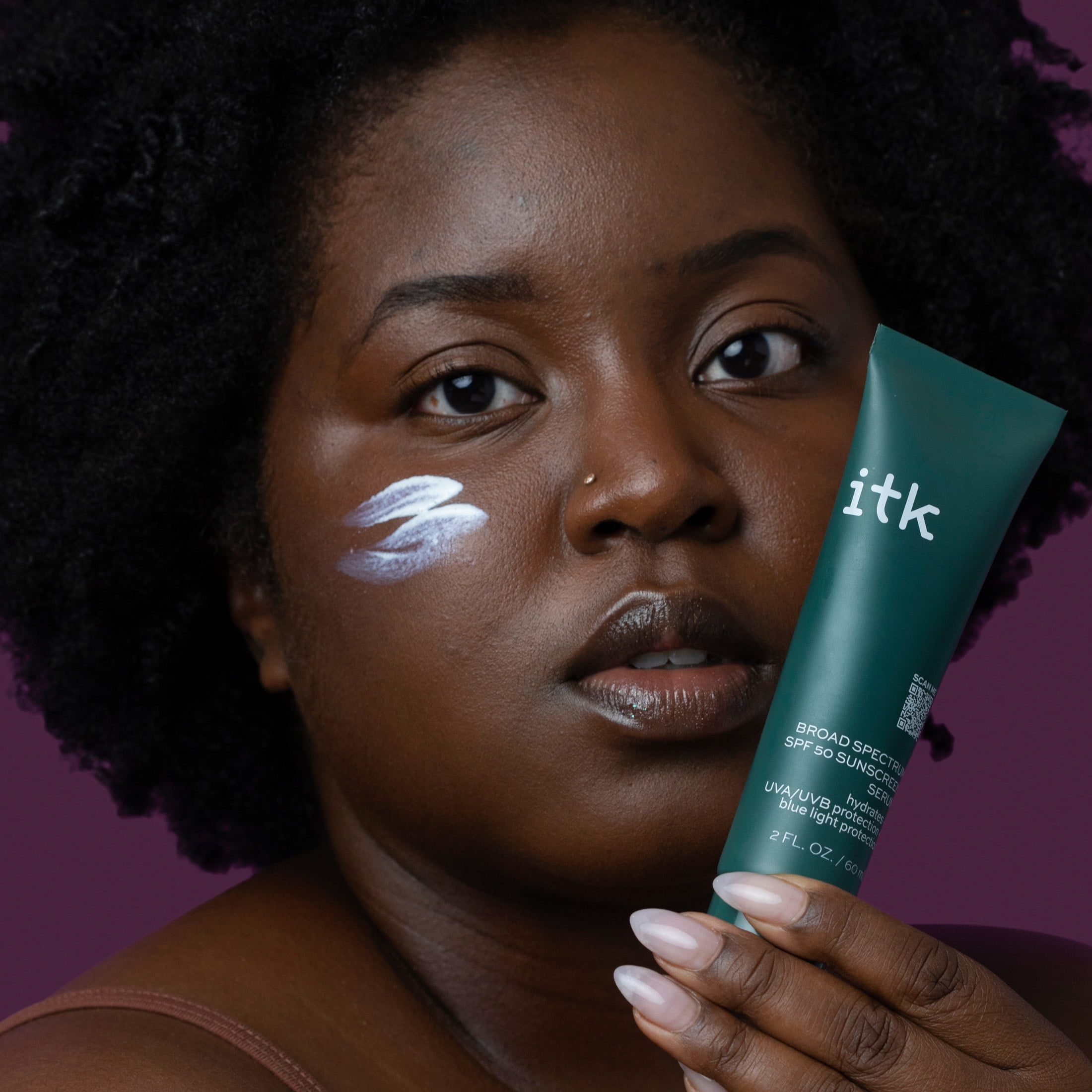 ITK Skincare Sunscreen SPF 50 Moisturizing Serum with Vitamin E & Zinc Oxide for All Skin Types, 2 oz