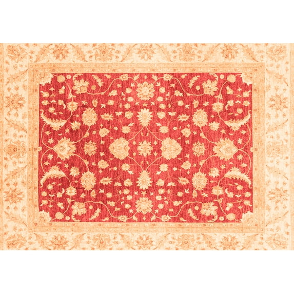 Ahgly Company Indoor Rectangle Abstract Orange Modern Area Rugs, 5' x 7'