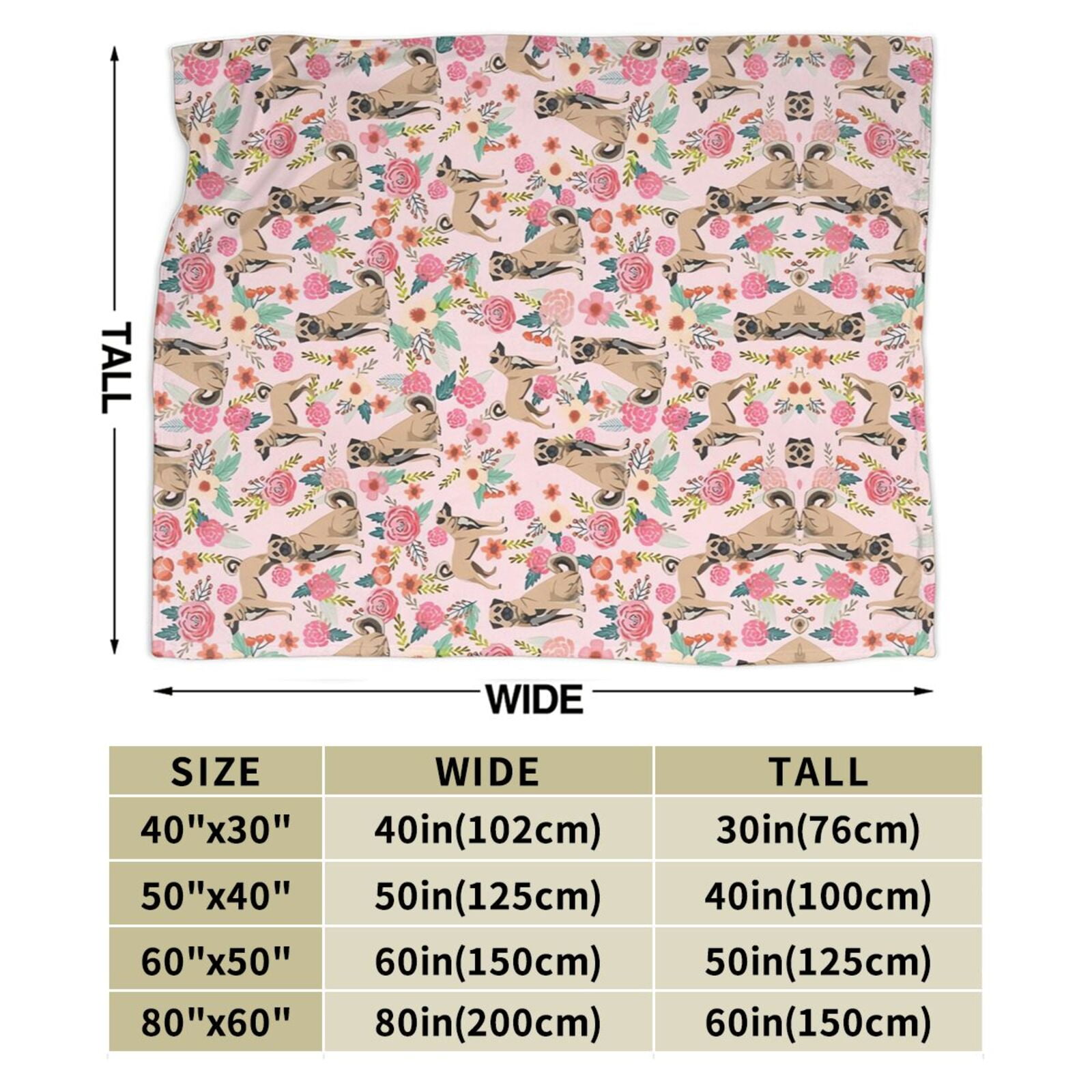 Wijzvio Shepherd Dogs Flower Throw Blanket Soft Fuzzy Fleece Blanket For Couch Bed Living Room Decoration 50"X40"