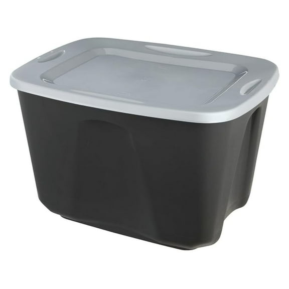 18 Gallon Storage Tote Black - Heavy Duty Plastic Storage Bins with Lid and Handles - Stackable Organizer Containers for Home, Garage, Basement, Holiday Decorations