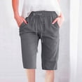 thumbnail image 2 of QATAINLAV Bermuda Shorts for Women Plus Size Loose Knee Length Short Pants Summer Drawstring Beach Shorts with Pockets Vacation Outfits Dark Gray XXXXXL 50 Percent off Sales Today, 2 of 6
