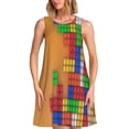 thumbnail image 1 of Balery Colorful Building Blocks A Vestidos de verano para mujer con estampado: vestido holgado sin mangas, vestido playero informal y cómodo para días calurosos., 1 of 7