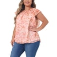 thumbnail image 4 of Agnes Orinda Plus Size Top for Women Boho Round Neck Ruffle Sleeve Blouse Top 2024, 4 of 5