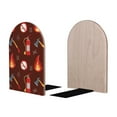thumbnail image 2 of KLL Fire Extinguisher Print Wood Book Ends for Shelves,1 Pair Wood Bookends Book Holder Stand Decorative, Book Stoppers for Heavy Duty Books CD File Video Games, 2 of 8