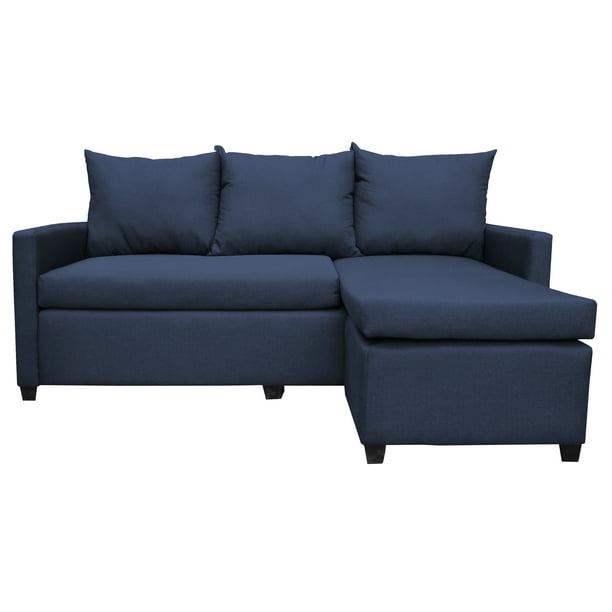 Sala Esquinera Modular El Bazar Store Vancouver Azul Marino 175x130 cm Sofa Lado derecho ó izquierdo Económica, Tela Lino