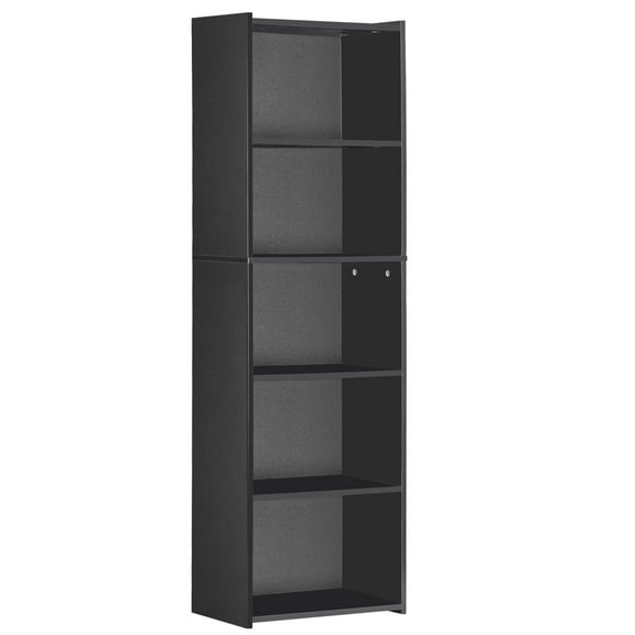 ZENSTYLE 5 Tier Bookcase Bookshelf Storage Wall Shelf Organizer Display Stand Home Office Black