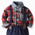 thumbnail image 5 of 6-12 Months Infant Baby Boy 2Pcs Long Sleeves Gentleman Outfit Clothes Sets 9 12 18 Months 2T 3T 4T 5T 6T Formal Bowtie Shirt Suspender Pants Wedding Dress Suits Toddler Boys Winter Clothes,Blue, 5 of 5