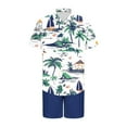 thumbnail image 5 of Stamzod Hawaiian Outfits for Men 2 Piece Fashion Plam Printed Summer Short Sleeve Button Down Shirts and Shorts Sets Beach Vacation Clothes for Men Blue B S, 5 of 5
