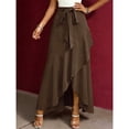 thumbnail image 4 of Womens Skirts Spring Summer Tie Waist Ruffle Skirt Silk Elegant High Waist Cocktail Party Wedding Flowy High-Low Hem Formal Skirt, 4 of 4