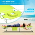 thumbnail image 4 of 3-in-1 Folding Lounge Chair, Heavy Duty Tanning Chair with Face Hole,5-Position Folding Chaise Lounge Chairs for Outside Portable Lay Flat Beach, Yellow, 4 of 7