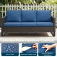 thumbnail image 6 of Unnifurnzi Outdoor Patio Couch Wicker Sofa-All Weather 3-Seater Rattan Patio Sofa High Back Outdoor Couch for Porch Deck Balcony Garden-Brown/Blue, 6 of 7
