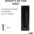 thumbnail image 2 of Flush Pull Handle 2 Pack, Black Stainless Steel, Concealed Screws - Barn Door Handles for Sliding Closet, Cabinet or Pocket Doors, 2 of 5