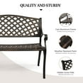thumbnail image 3 of VINGLI 40.5" Patio Garden Bench,Anti- Rust Cast Iron Cast Aluminum Frame for Outdoor Path Yard Lawn Work Entryway Decor Deck, Bronze, 3 of 8