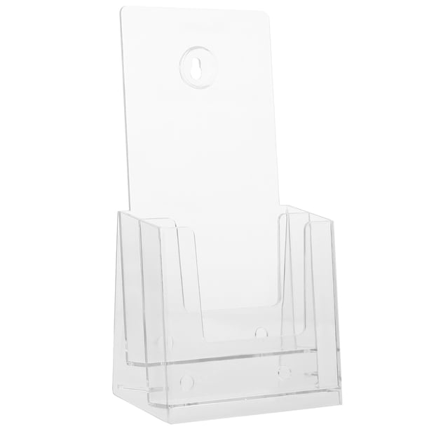 BRIGHTFUFU Soporte de pared para folletos de acrílico, soporte de exhibición de revistas, organizador de almacenamiento de escritorio