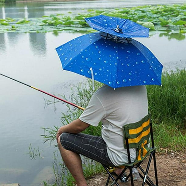 Fishing Umbrella Hat Hiking Beach Camping Headwear Cap Foldable Sunscreen  Shade Head Umbrella 