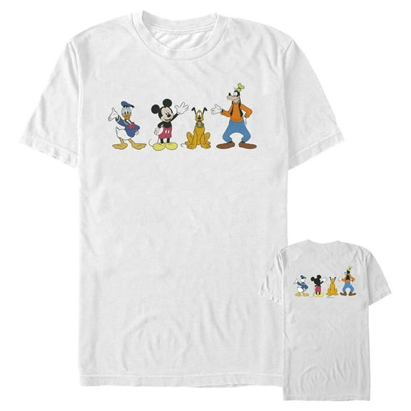 Men's Mickey & Friends Waving Friends Front and Back Graphic Tee White Large