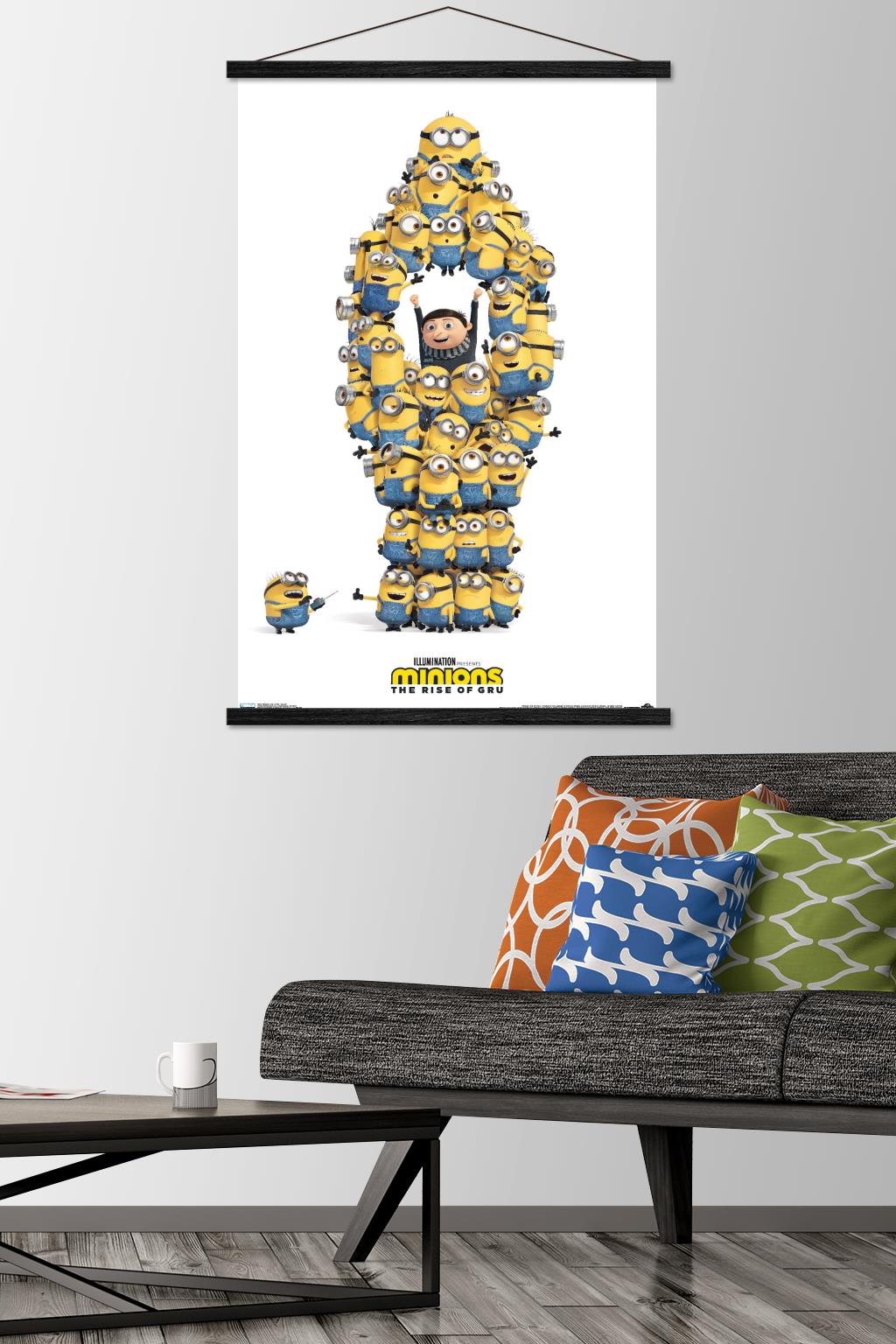 Illumination Minions: Rise Of Gru - Rocket Wall Poster with Wooden Magnetic Frame, 22.375" x 34"