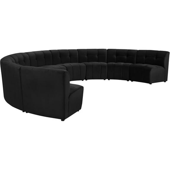 Maklaine 9-Piece Modular Contemporary Velvet Sectional Sofa in Black