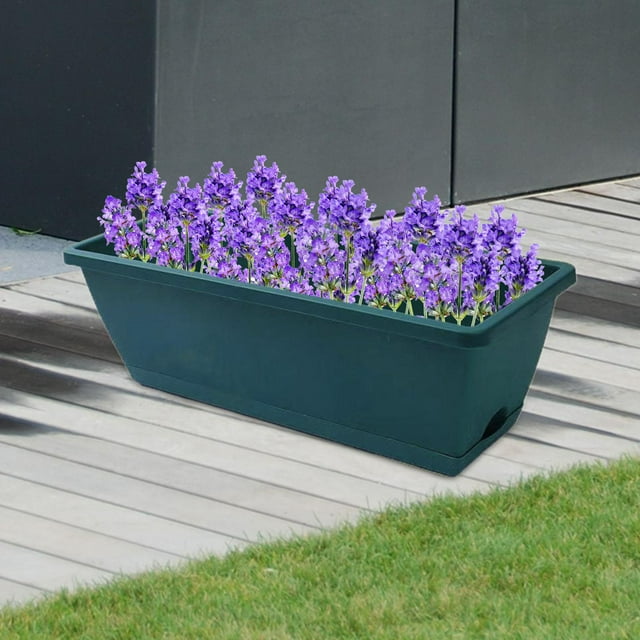 Colaxi 2x Window Box Planter Flower Pot Rectangle Plant Containers Decors Organizer Plant Pot Planter Boxes for Indoor Plants Garden Green