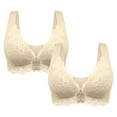 thumbnail image 1 of FAIWAD 2Pcs Women's Front Closure Lace Bra Plus Size Full Coverage Wireless Bralettes Comfy Breathable Everyday Underwear, 1 of 6