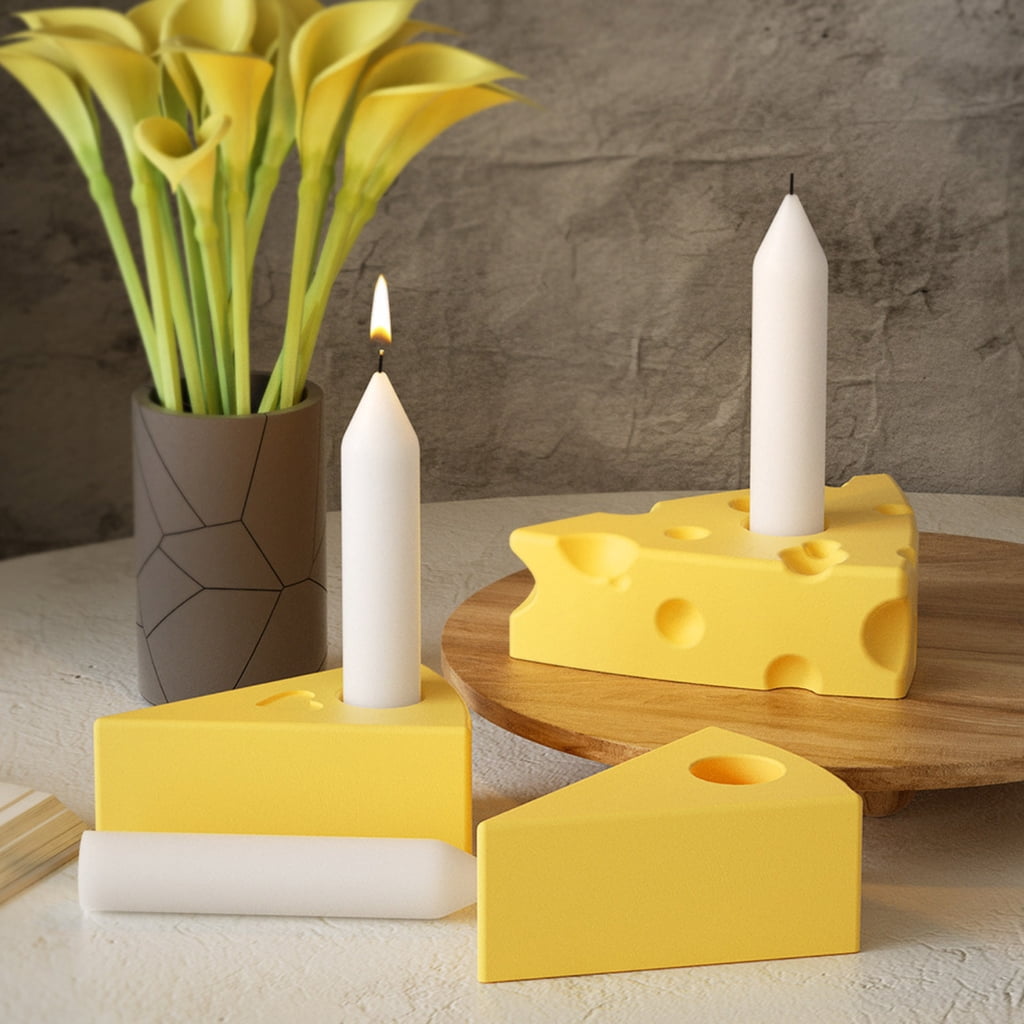 FENOHREFE Cheese Shaped Candle Holder Silicone Candelabrum Mould Candlestick Making Molds Gypsum Office Decorations Moulds