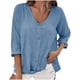 thumbnail image 1 of Vestidos Casuales Para Mujer, Blusas De Mujer De Moda Blusa informal de moda para mujer, con cuello en V, manga 3/4 y botones decorativos, 1 of 6