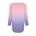 thumbnail image 4 of EANJE Shirts for Women Dressy 3/4 Length Sleeve Blouse Fall Crew Neck Pleated Front Tops Gradient Print Curved Hem Casual Loose Fit Tunic Tops Purple Pink 3XL, 4 of 6