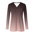 thumbnail image 4 of ZUKMRJPC Women's V Neck Long Sleeve T Shirts Fashion Gradient Color Casual Lightweight Tunic Tops Slim Fit Soft Comfy Basic Tees, 4 of 6