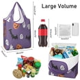 thumbnail image 3 of 5 Pack Foldable Shopping Bag,Purple Halloween Ghosts Skulls and Bats Reusable Grocery Bags with Pockets,Large Reusable Tote Bags with Handles Waterproof & Lightweight, 3 of 6
