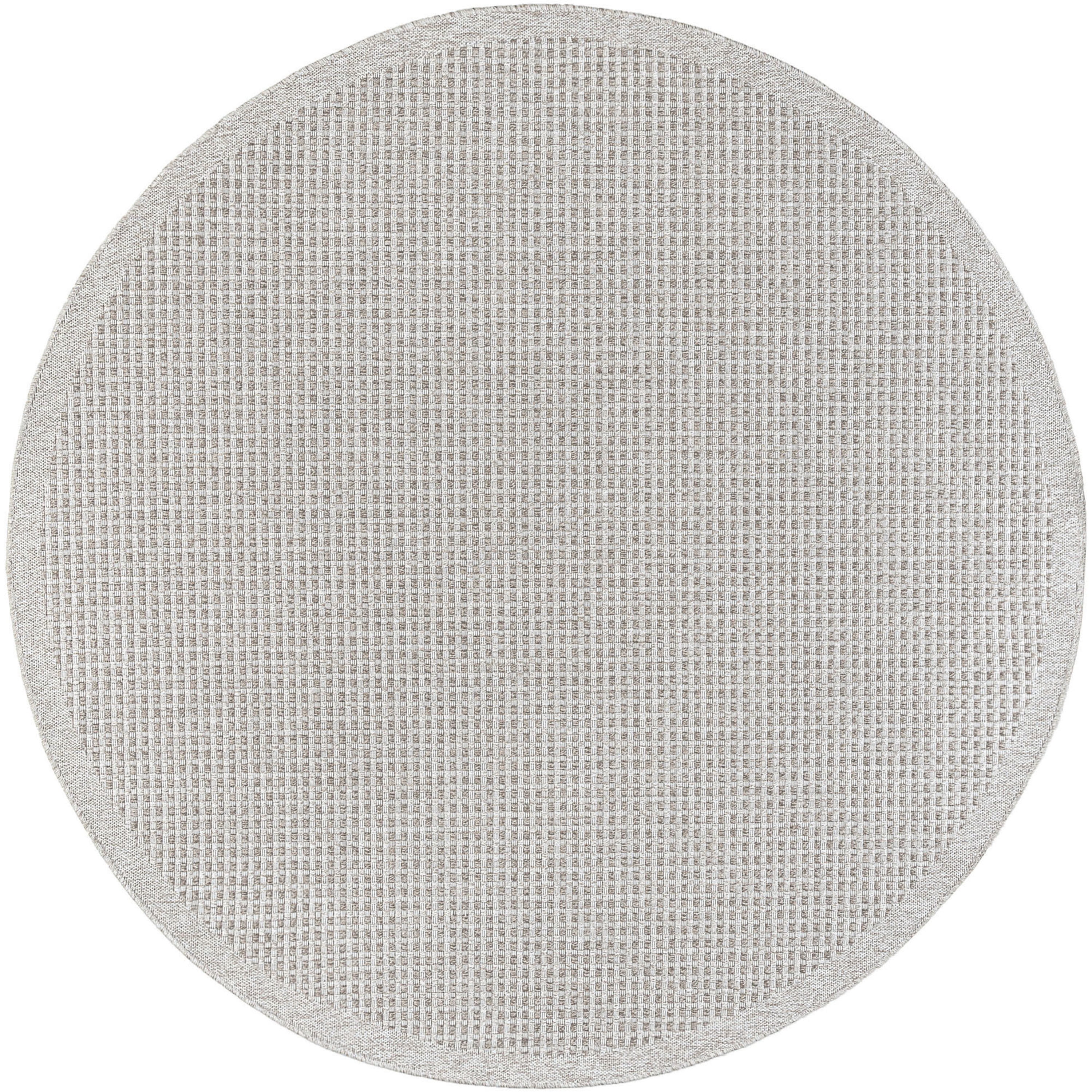6ft Round Water Resistant, Indoor Outdoor Rugs for Patios, Front Door Entry, Entryway, Deck, Porch, Balcony | Outside Area Rug for Patio | Taupe, Basketweave | Size: 5'3'' Round
