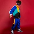 thumbnail image 5 of CUZIBR Unisex Kids Color Block Clothing Sets Stylish Street Retro Tracksuit Outfits Hop Dance Leisure Dailywear For Toddler, 5 of 7