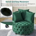 thumbnail image 5 of EHANCIS Swivel Barrel Chair Round Velvet Accent Lounge, 3 Pillows Included, Comfy Circle Club Armchair, Modern Sofa Chair for Living Room Bedroom, Green, 5 of 7