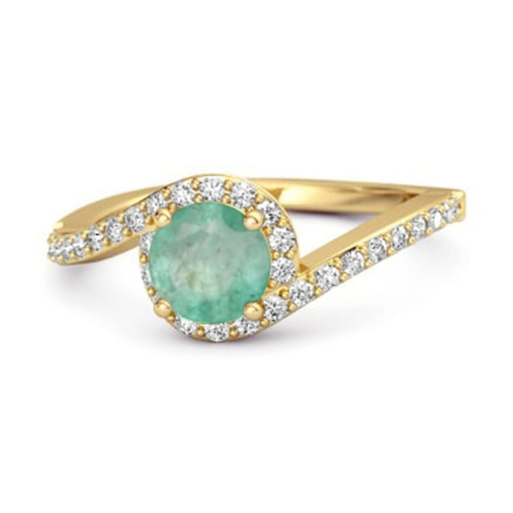 Mooneye Genuine 0.25 Ctw Emerald 925 Sterling Silver Gold Vermeil Women Valentines Day Gifts Ring