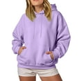 thumbnail image 5 of BOBOGOJP Women’s Oversized Pullover Hoodie – Heavyweight Fleece, Relaxed Fit, Soft Touch, Kangaroo Pocket Sweatshirt Purple for Size 4XL, 5 of 6