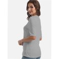 thumbnail image 2 of Women's Short Sleeve V Neck Casual Basic Solid Color Pullover Lightweight Soft Knit T-Shirt Tops, 2 of 5