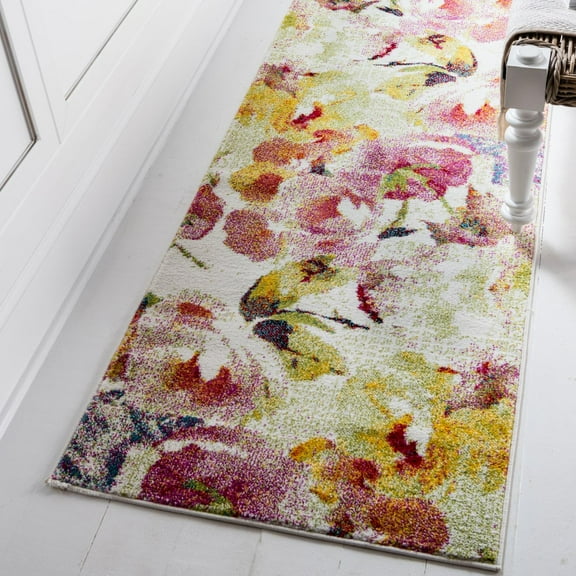 Unique Loom Lyon Collection Area Rug - Claire (2' x 6' 1" Runner Ivory/Blue)