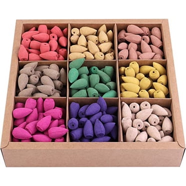 Zhuge 450 Pieces Backflow Incense Cones Colorful Natural Scents Waterfall Incense Cones for Backflow Incense Burner Holder Natural Meditation and Yoga Gift