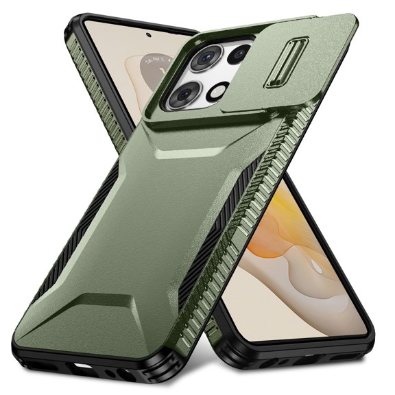 Dteck Case for Motorola Edge 2025,Shockproof TPU PC Case Sliding Lens Protection Anti-Slip Back Cover for Motorola Edge 2025,Darkgreen
