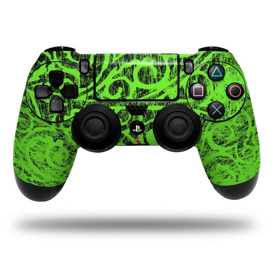Skin for Sony PS4 Dualshock Controller PlayStation 4 Original Slim and Pro Folder Doodles Neon Green (CONTROLLER NOT INCLUDED)