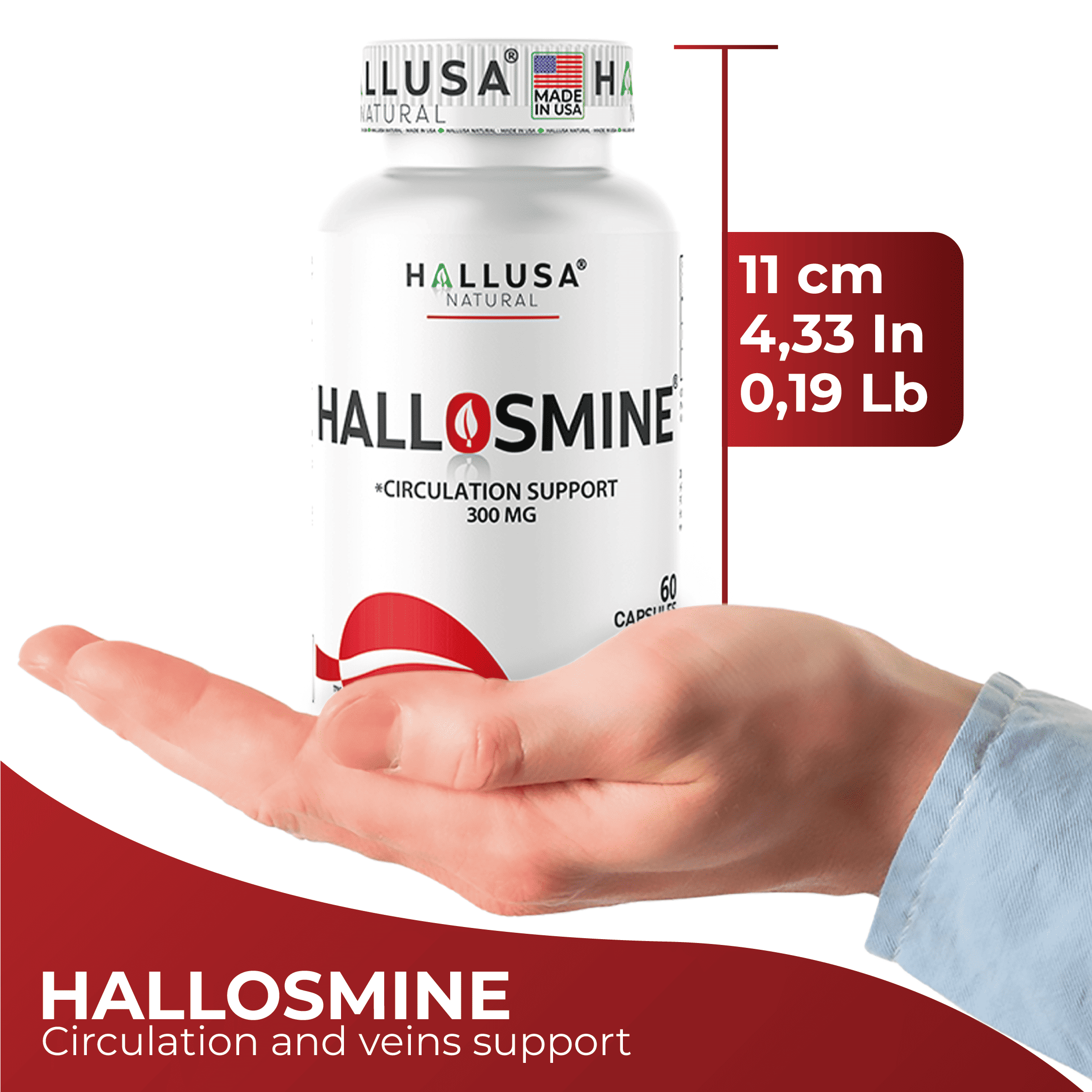 Hallosmine - Circulation & Vein Support Supplement - 300 Caps