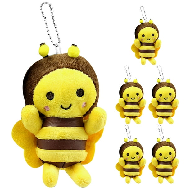6 llaveros de peluche de abeja adorables para mochilas, recuerdos de fiesta de abejas, material de peluche suave para niños