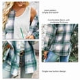 thumbnail image 5 of Long Sleeve Plaid Coat Lapel Button Down Simple Stylish Women Casual Coat for Daily Life Shopping Vacation Dating Green S, 5 of 6