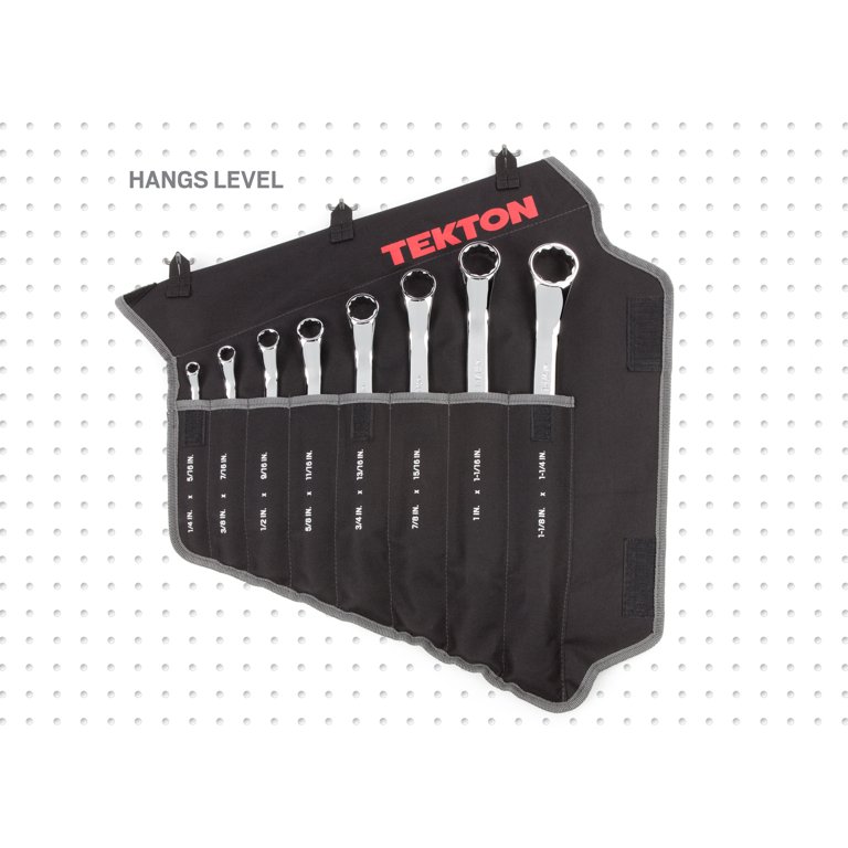 TEKTON 12-Piece 45-Degree Offset Box End Wrench Set With Organizer – Sizes 1/4 To 13/16 In. & 6 To 19 Mm | WBE95301