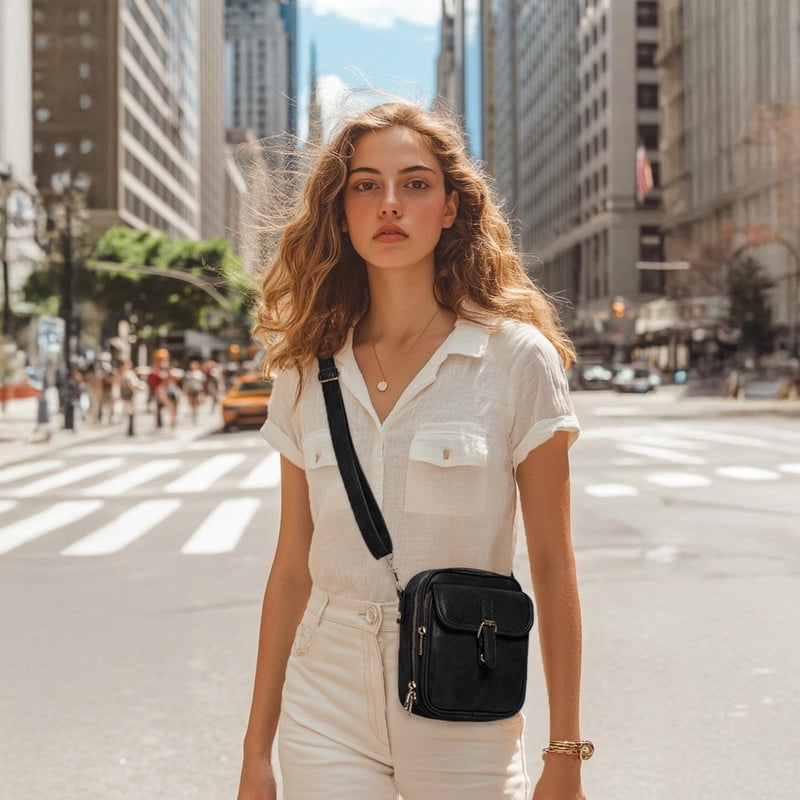 AOUNQ Small Messenger Bag Vegan Leather Crossbody Bag for Women Men, Vintage Cross Body Shoulder Purse with Card Slots