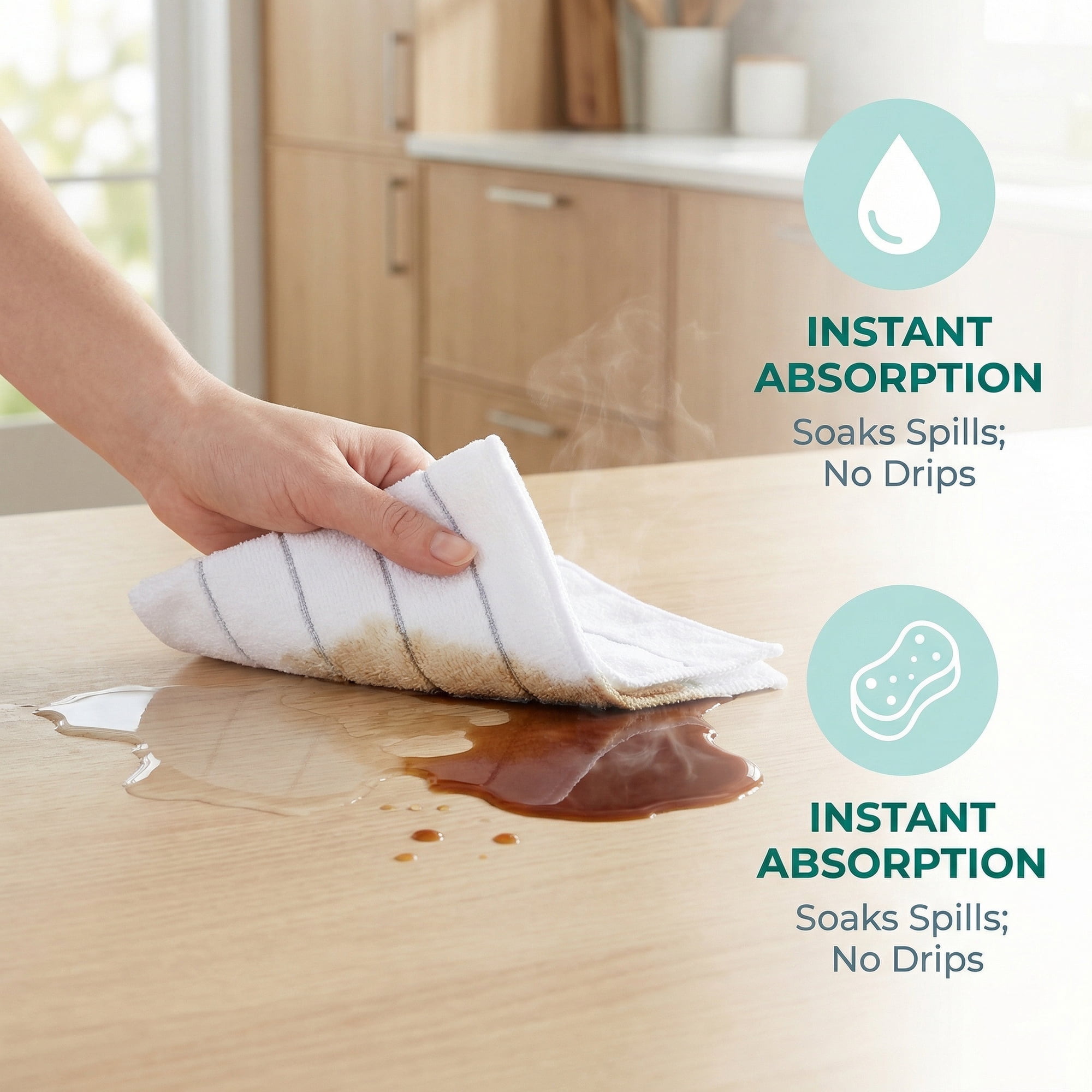 Unique Bargains 6 Pcs Microfiber Absorbent Striped Cleaning Cloths White 12" x 12"