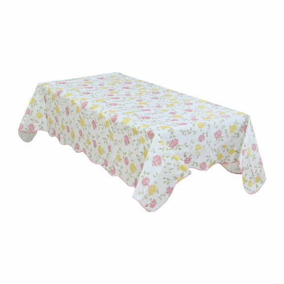 Vinyl Plastic Home Picnic Bi-color Rose Pattern Rectangle Tablecloth Table Cloth Cover Waterproof/Oil-Proof 41x60